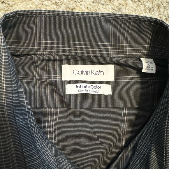 CALVIN KLEIN Men’s Gray Long Sleeve Dress Button Up - Picture 3 of 4